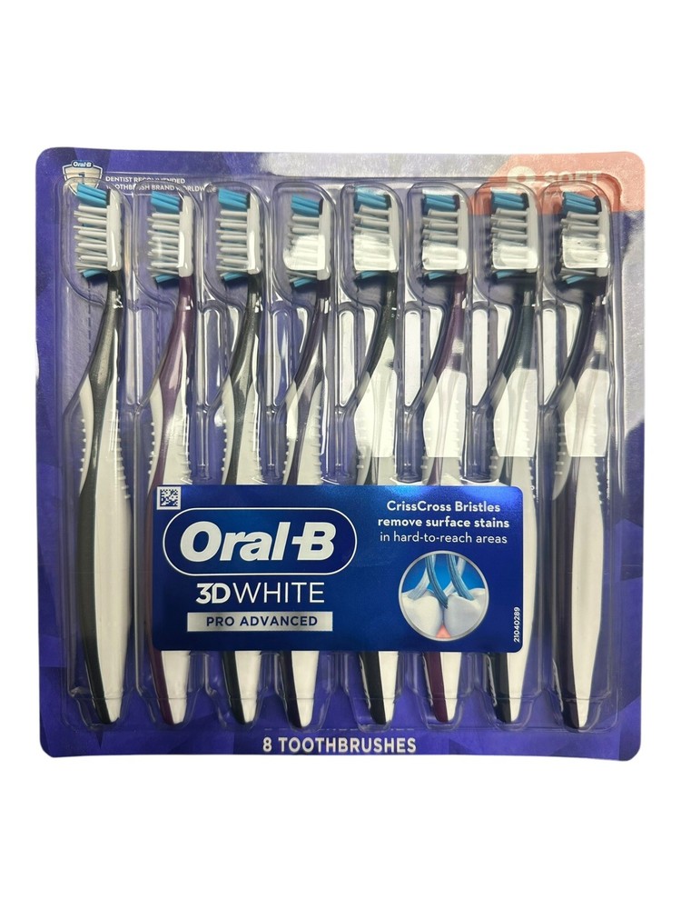 Oral-B 3D White Pro Advanced Toothbrush, Soft Bristle, 8-pack