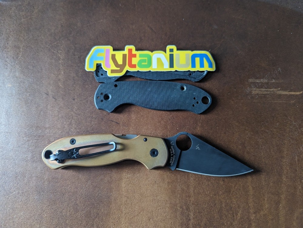 Spyderco Para 3 custom copper Flytanium scales