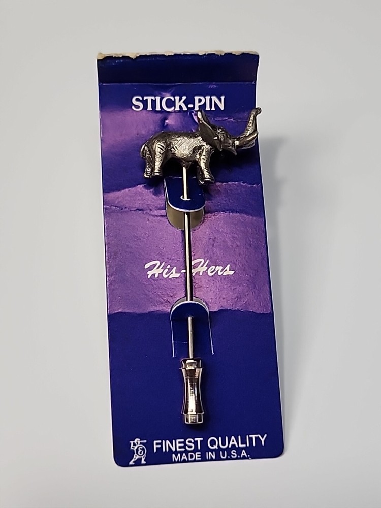Elephant Stick Pin Pewter 3D Intricate Detailing