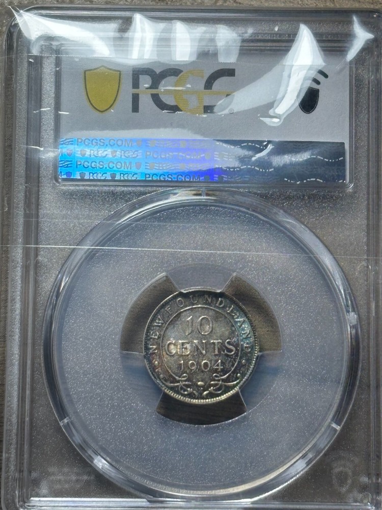 Newfoundland 10 Cent 1904-H PCGS Graded AU55