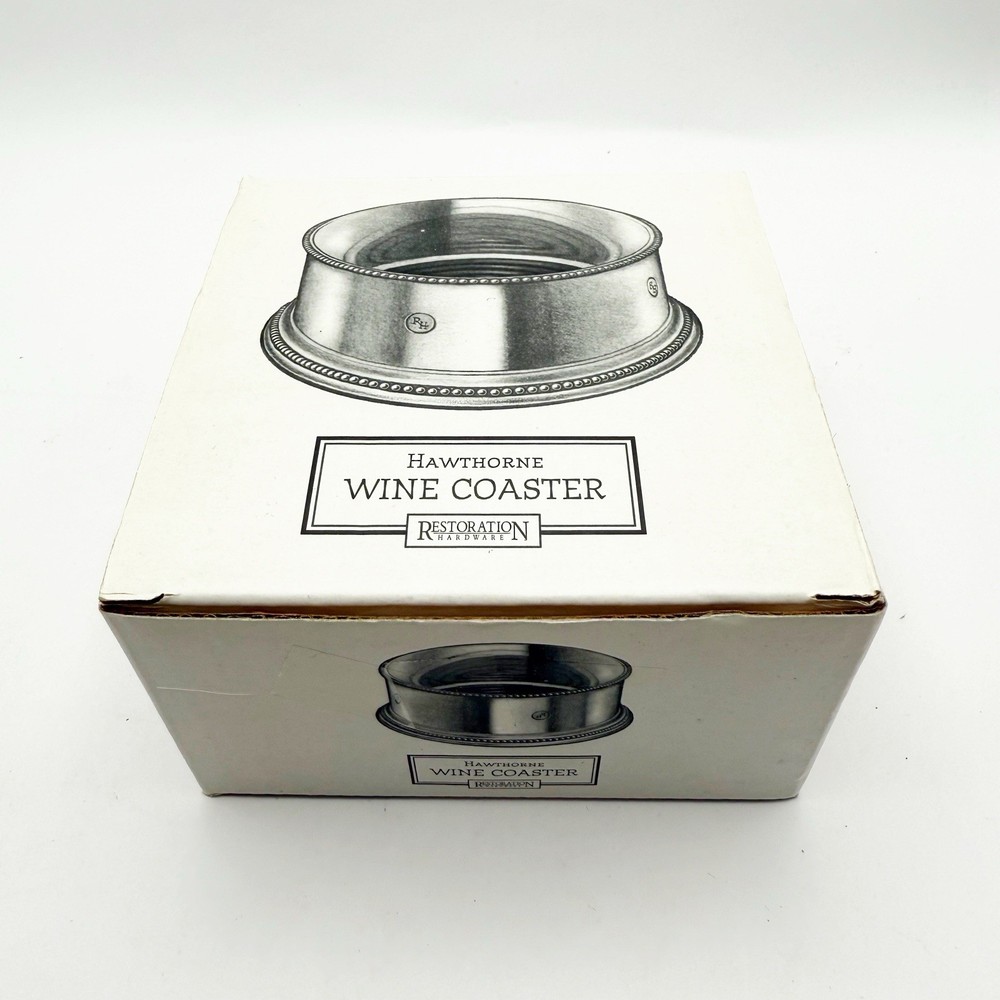 Restoration Hardware Hawthorne WINE Champagne Bottle COASTER Silver Plated
