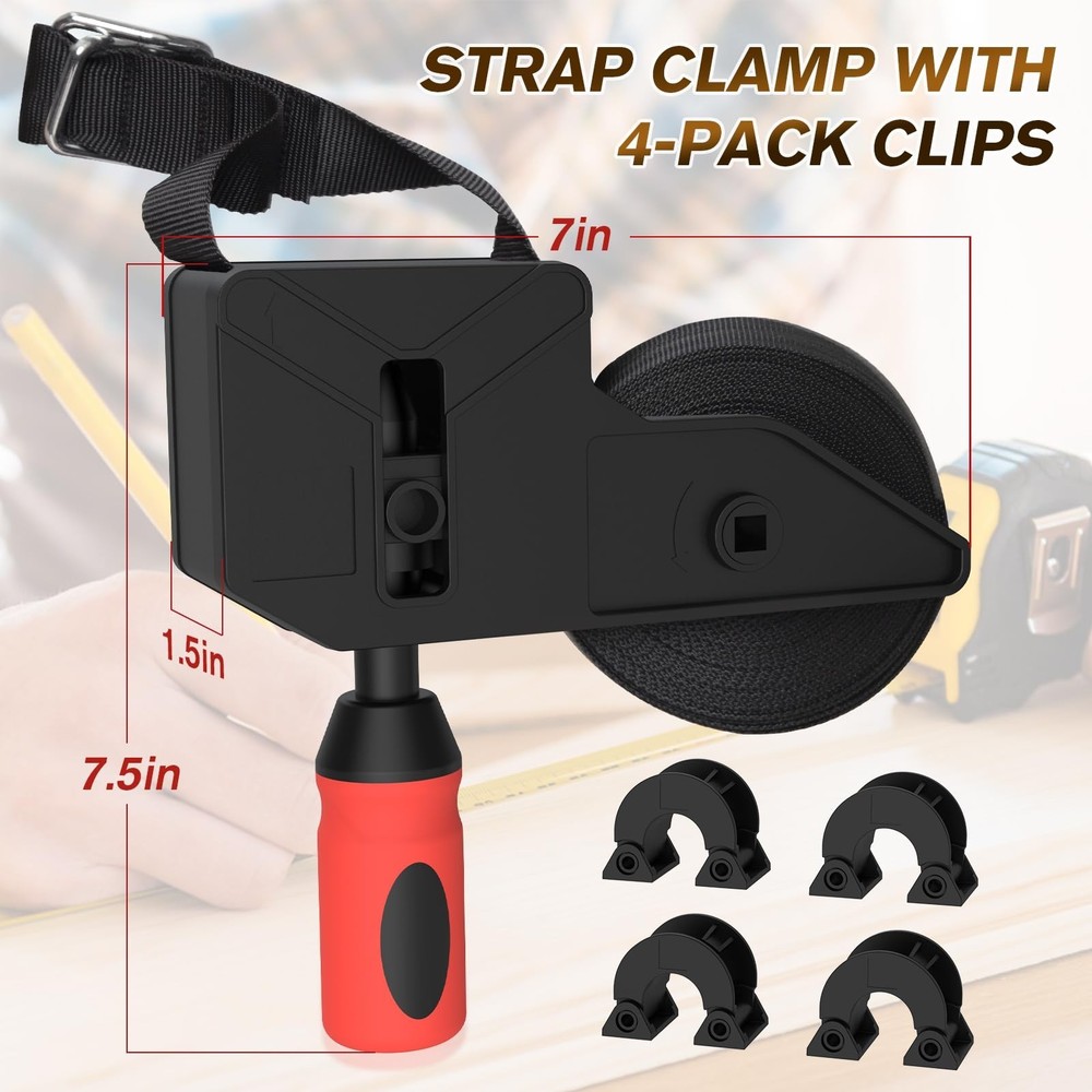 Strap Clamp, 23 ft Variable Angle Band Clamp for Woodworking, Picture Frame, ...