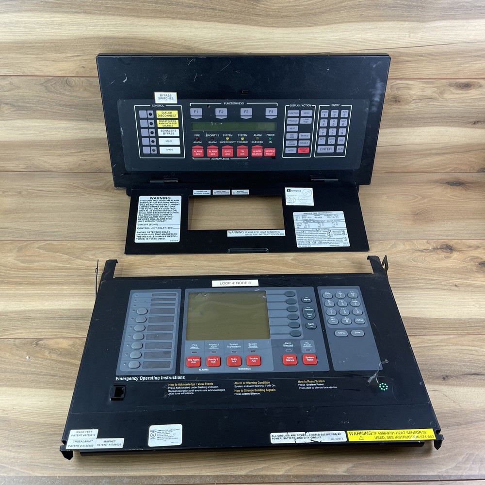 Simplex Fire Alarm Control Panel + Simplex Panel COVER Untested For Parts