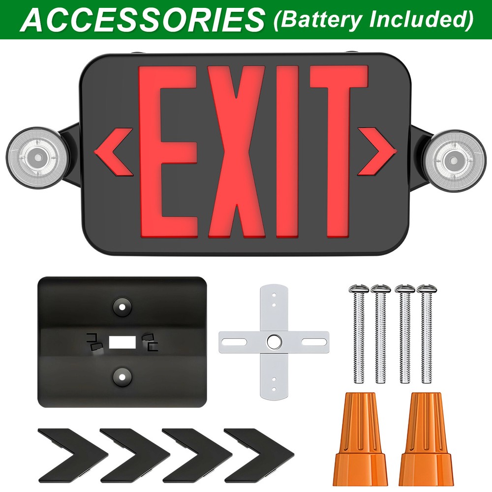 2 Pack Red LED Exit Sign, UL-Listed Emergency Light - Dual LED Lamp ABS Fire