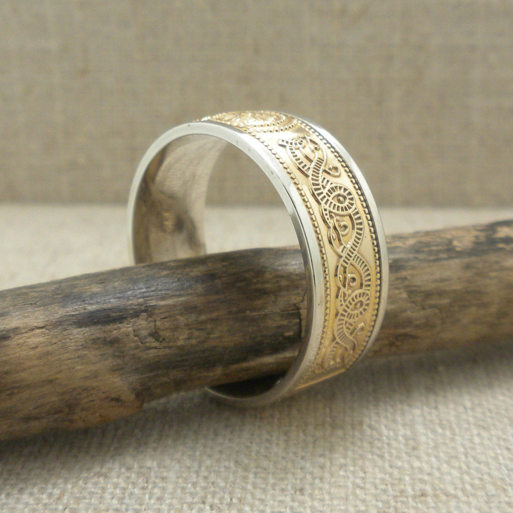 Silver & 10K Celtic Warrior Shield Wedding Ring Irish made BORU 12.25