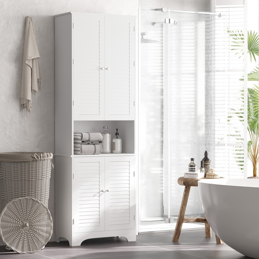 Modern Toliet Vanity Case w/Duo Entry and Moveable Counters, White