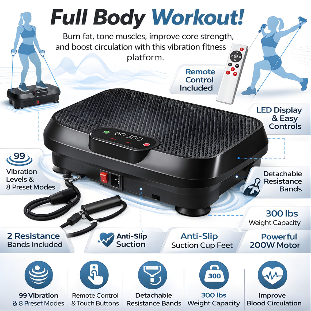 Vibration Plate Exercise Machine Lymphatic Drainage Weight Loss Workout Platform