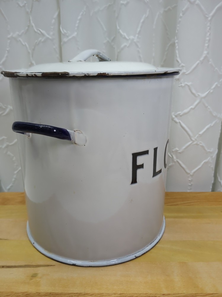 Enamelware Flour Pot