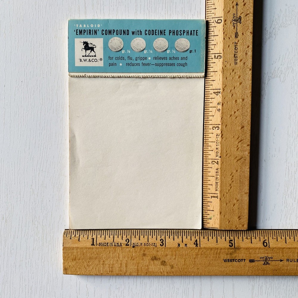 Vintage Tabloid Empirin CODEINE Pharmaceutical Drug Rep Doctor Note Script Pad
