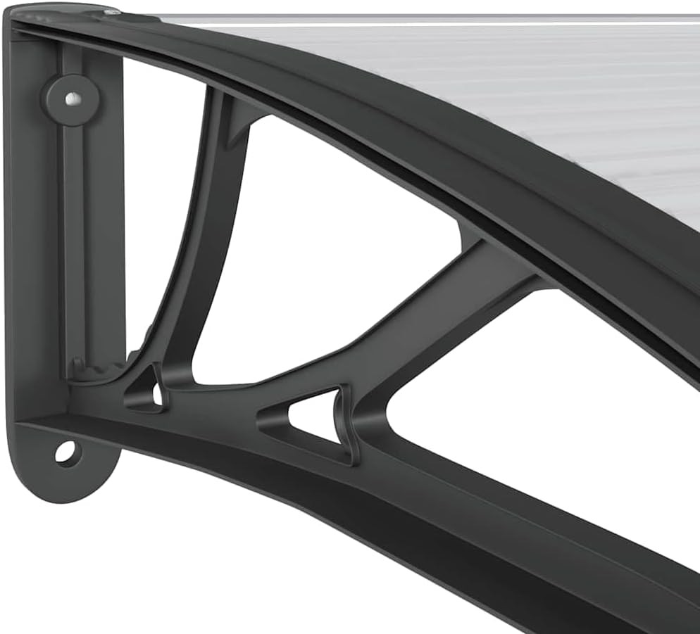 Door Canopy Black PC Large Durable Door Canopy Rectangular