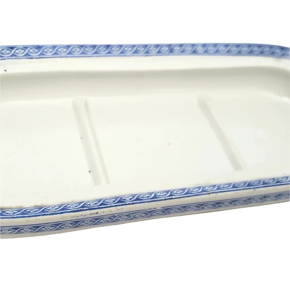 Antique Rectangular Vanity Dish Blue & White by Copeland England Registry Mark