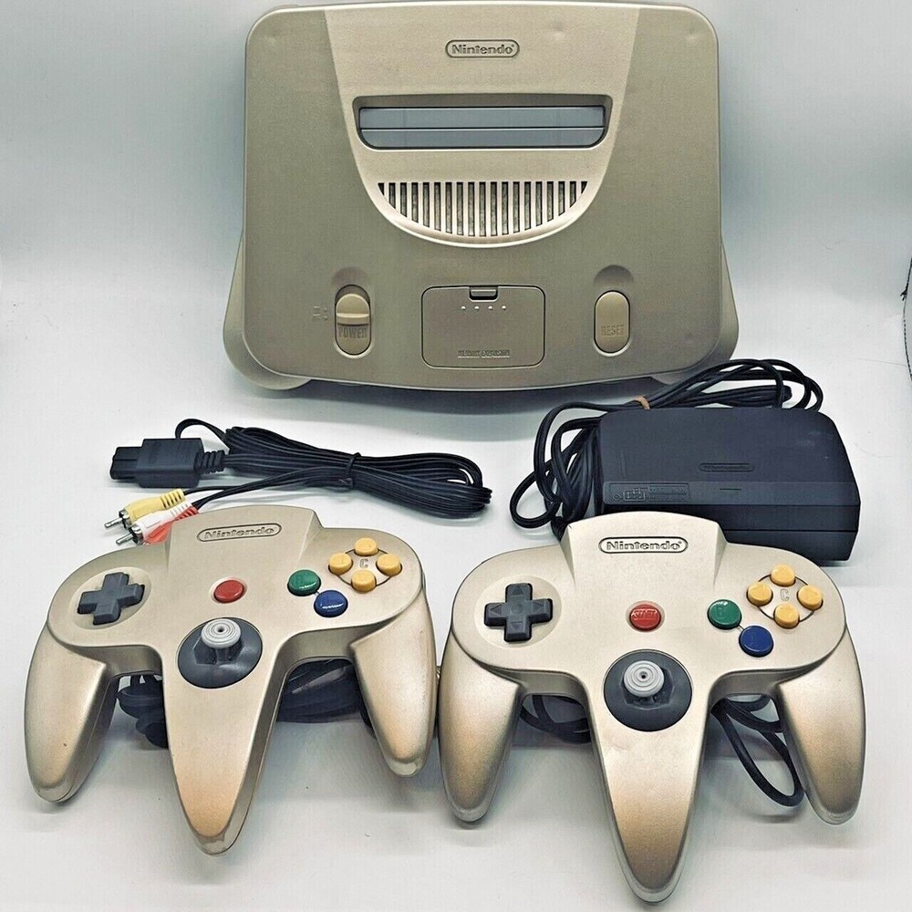 Nintendo 64 Gold Console N64 Chose Original Controller Cables REGION FREE
