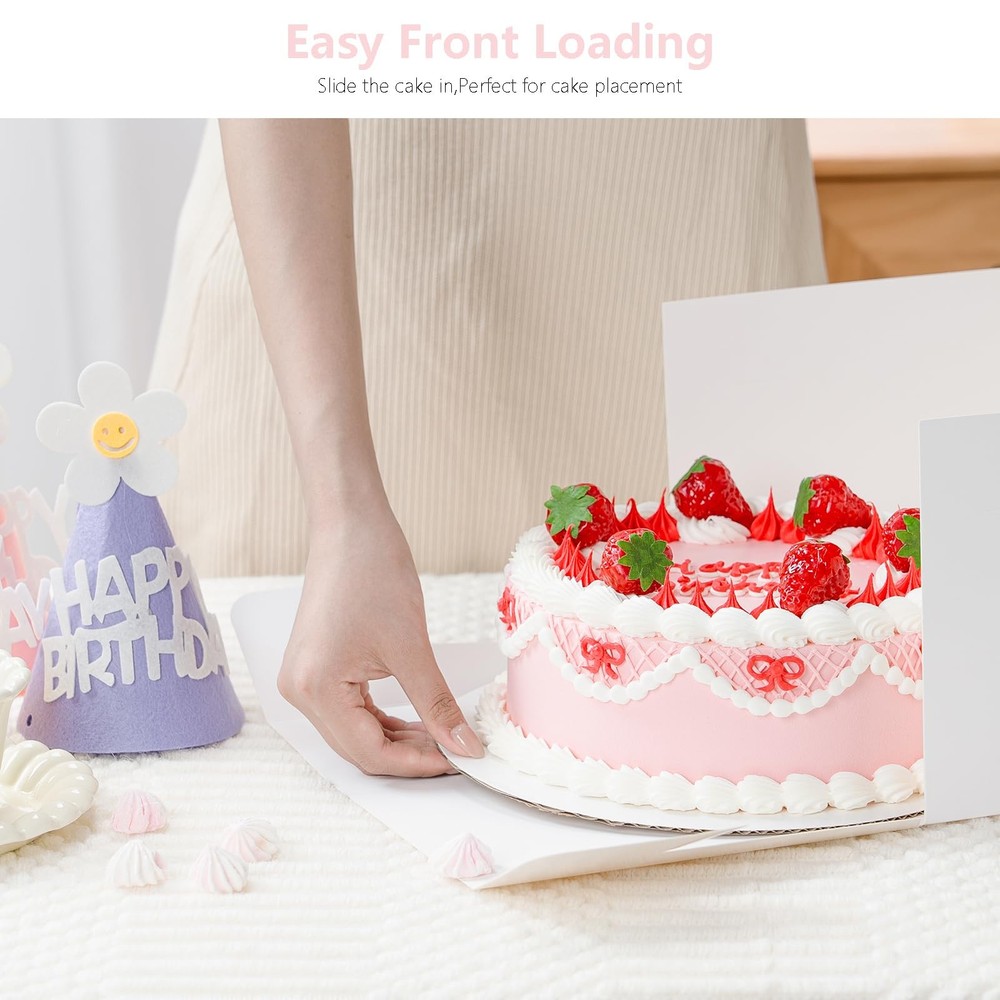 5 Pack Cake Boxes 12 Inch, White Square Cake Boxes with Cake Boards, Disposab...