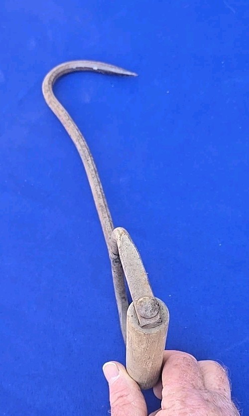 Vintage Hay Bale Hook 13’’ Long Wood D Handle