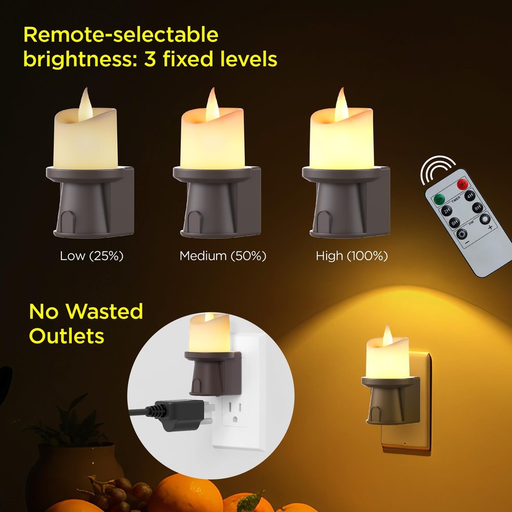 2 Pack Plug In Night Light Dusk to Dawn Sensor Remote Timer Bronze