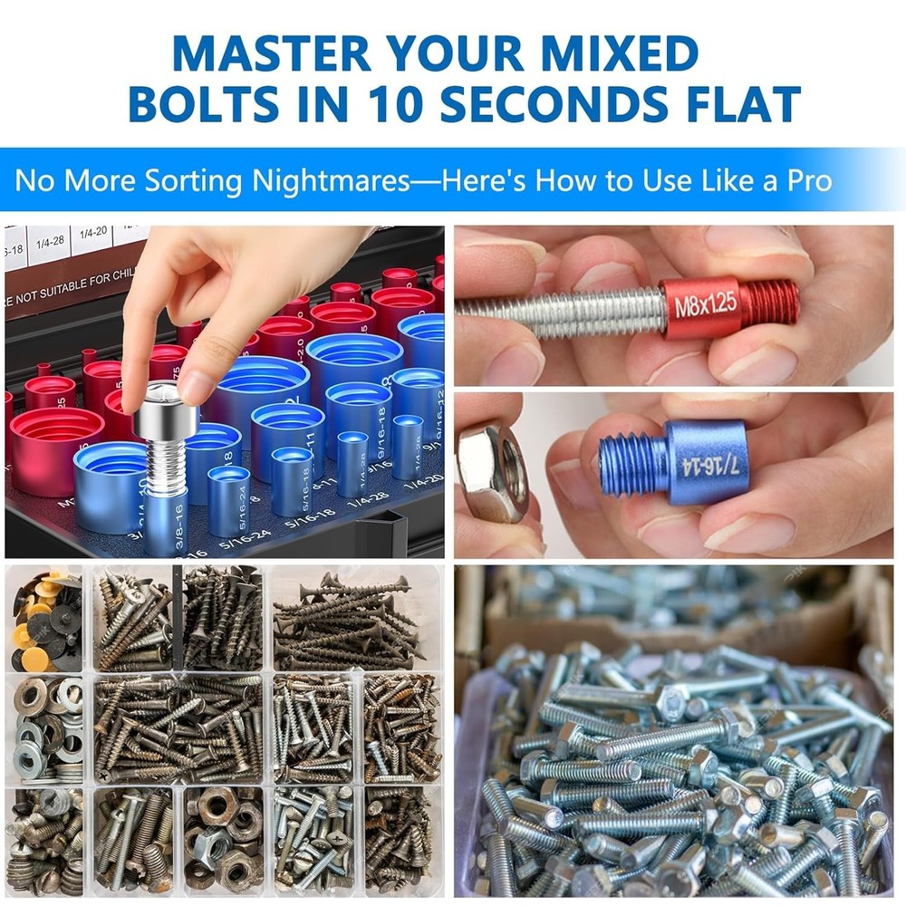 52PCS Thread Checker, Nut and Bolt Thread Checker, Thread Checker Kit in Stan...