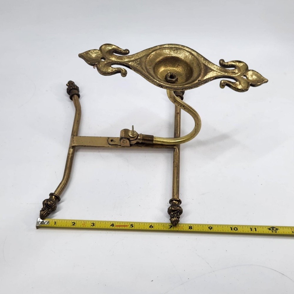 Antique Victorian Solid Brass Hat Coat Rack Hall Tree Wall Mount Early 1900s DA