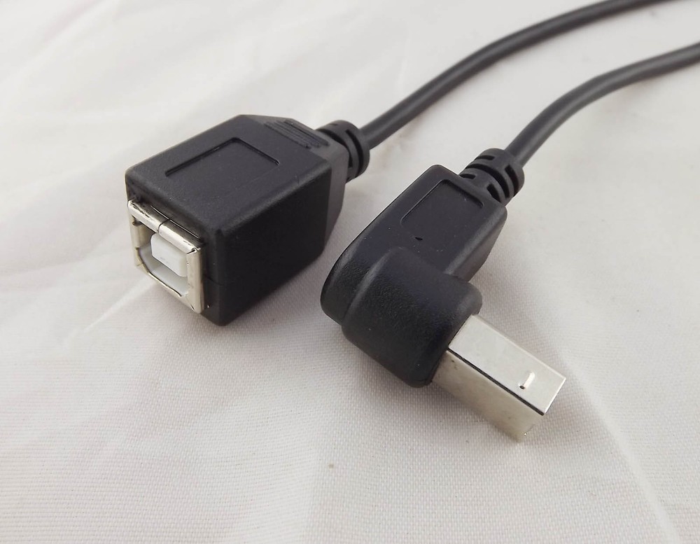 USB 2.0 B Female To Down Angle USB B Male Printer Short Data Cable Adapter 1ft