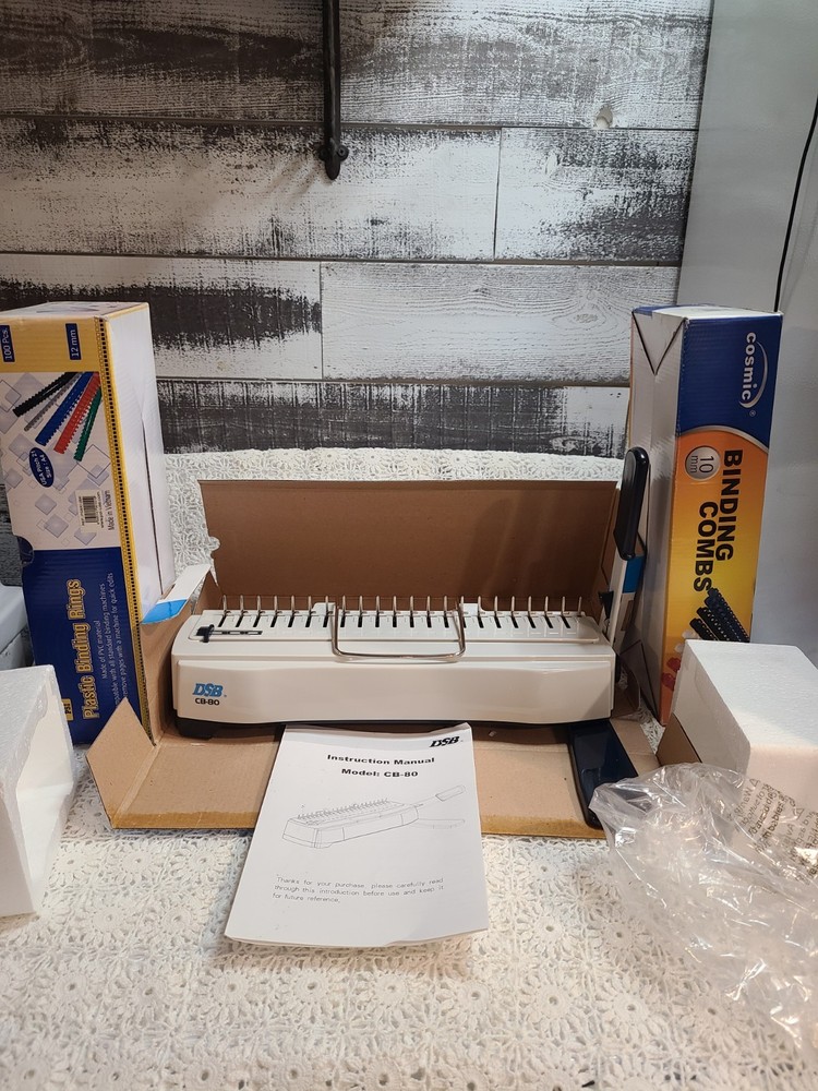 DSB CombBind CB80 Manual Punch & Binding Machine w/ Box NOS~2 Boxes Binding Comb
