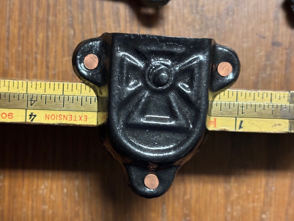 Trunk & Chest Hardware-4 Black original Leather Handle Retainers & Tacks