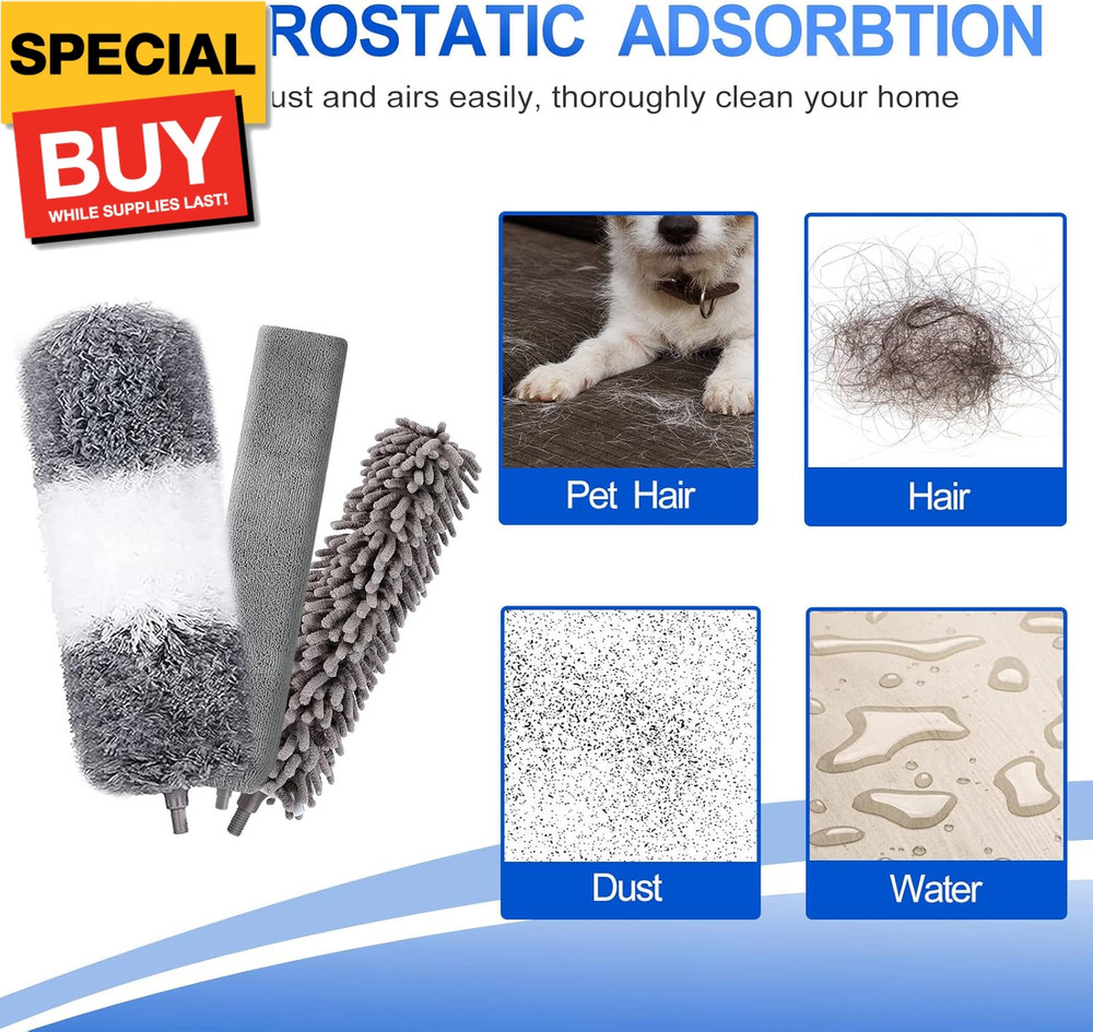 Microfiber Duster Kit (11PCS) - Washable Dusters with Extension Pole (30 to 100