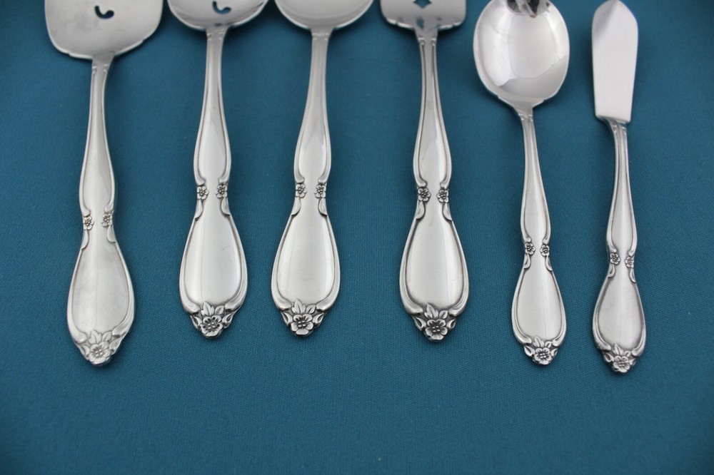 Butter Oneida Community CHATELAINE Serving (6p Set) Tablespoon Pierced Fork Pie