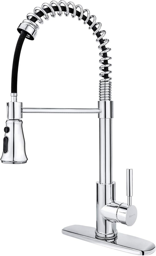 Kitchen Sink Faucet Single Handle with Pull Down Sprayer 3 Coil, Chrome