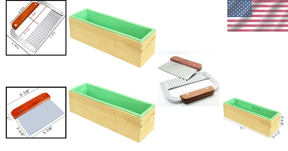 Rectangular Soap Silicone Mold Set with Wood Box and Cutters