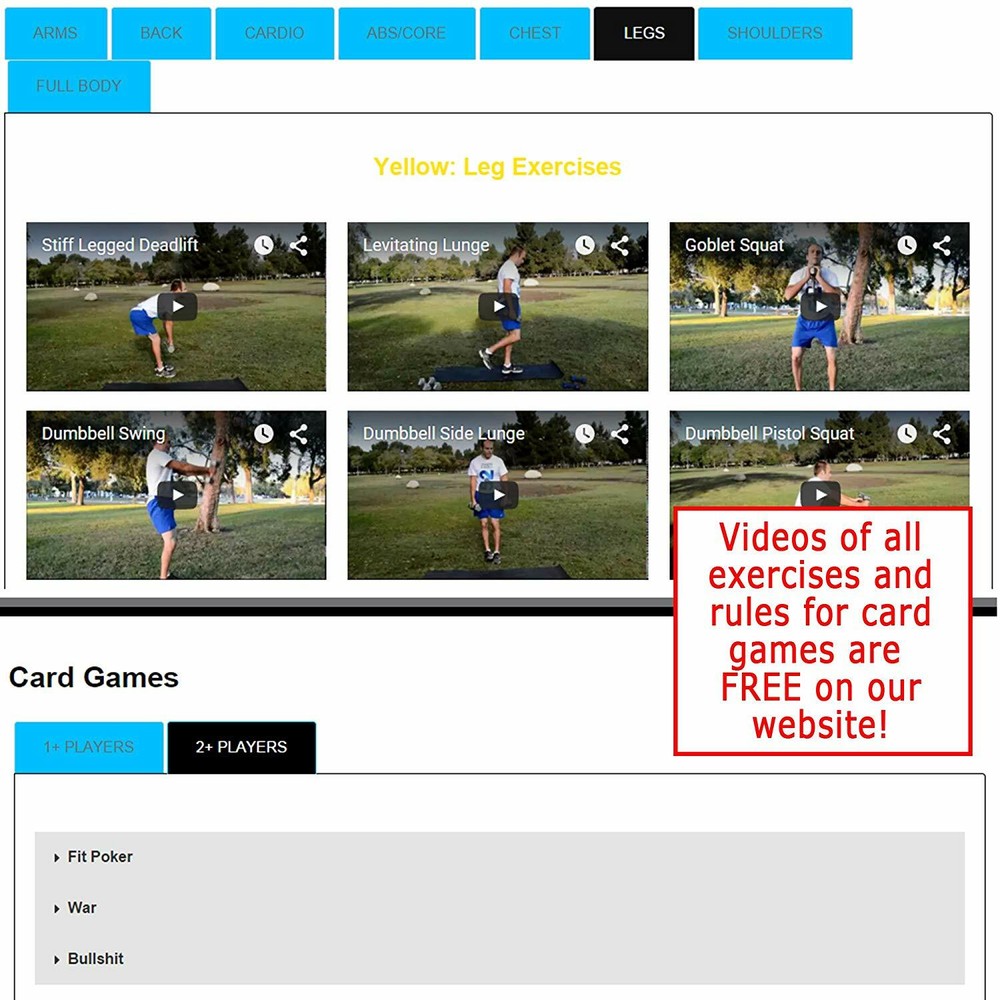 STACK 52 Dumbbell Exercise Workout Card Game Adjustable Free Weight Sets