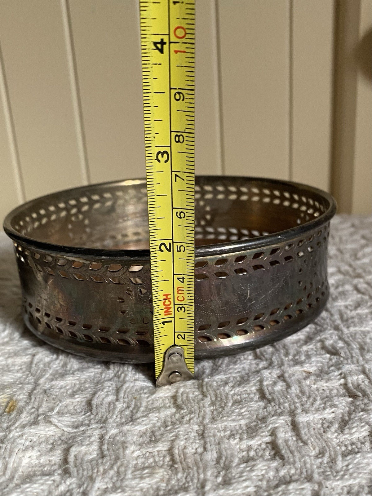 VTG Silverplate LENOX Kirk Stieff Wine Bottle Glass Coaster Set Etched MCM 70s