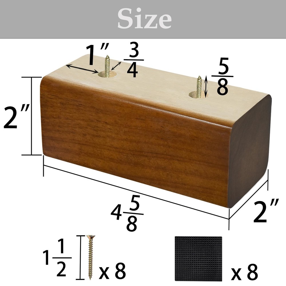 Wood Bed Risers (Brown, 2 inch)