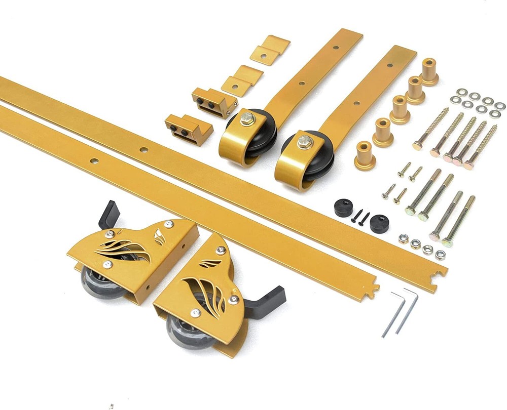 DIYHD Golden Surface Rolling Library Ladder Track Hardware,No Ladder