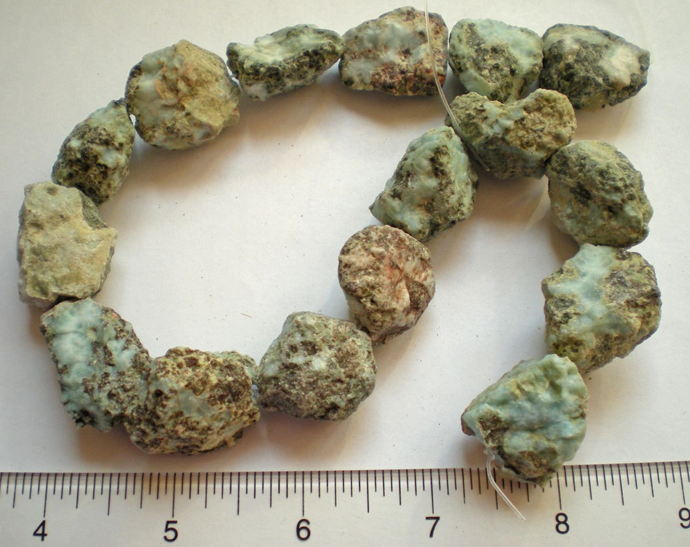 Larimar Specimens - 16 Rough Drilled Stones r975