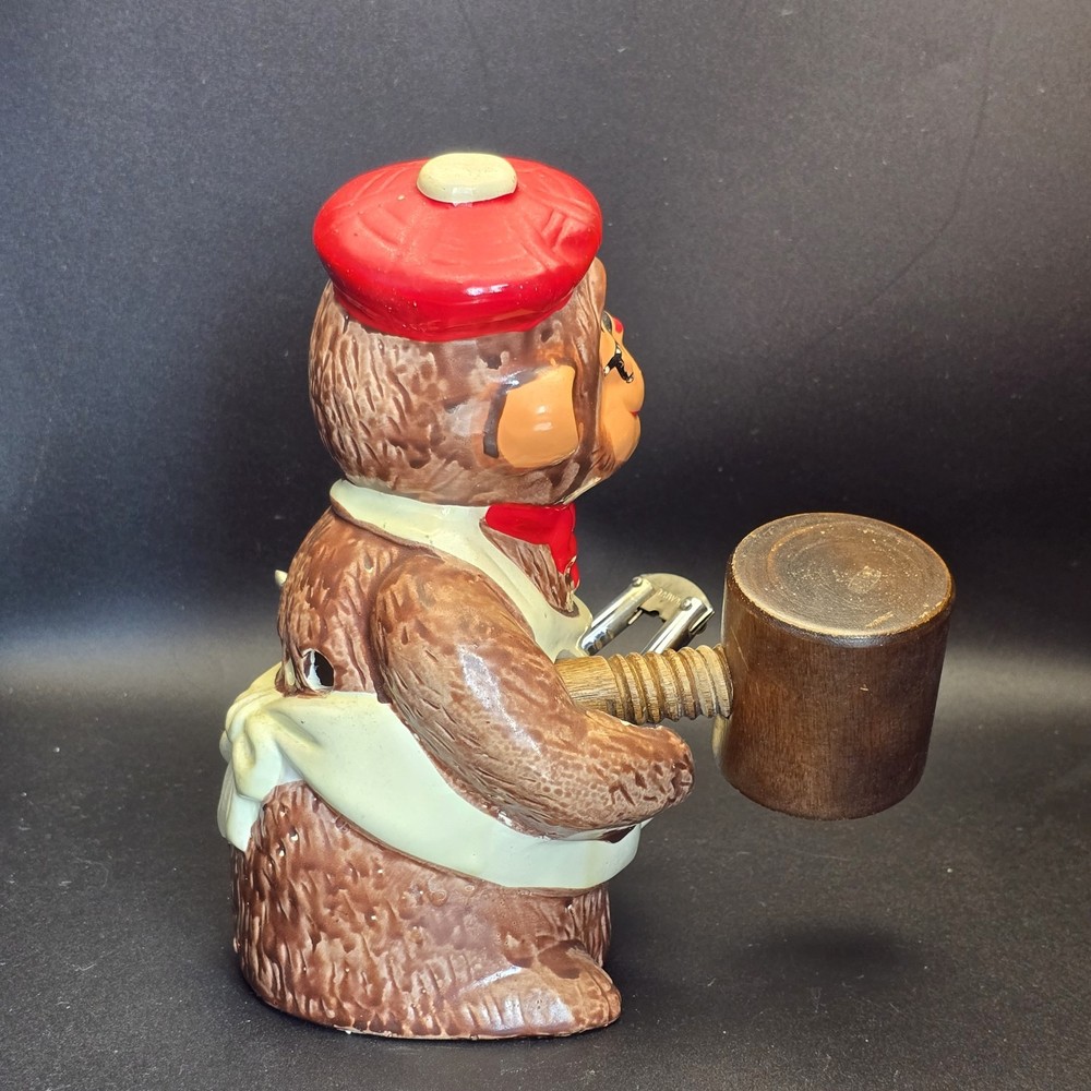 Vintage McCrory Ceramic Monkey Nut Cracker Mallet Pick Set Earthenware 7.5"