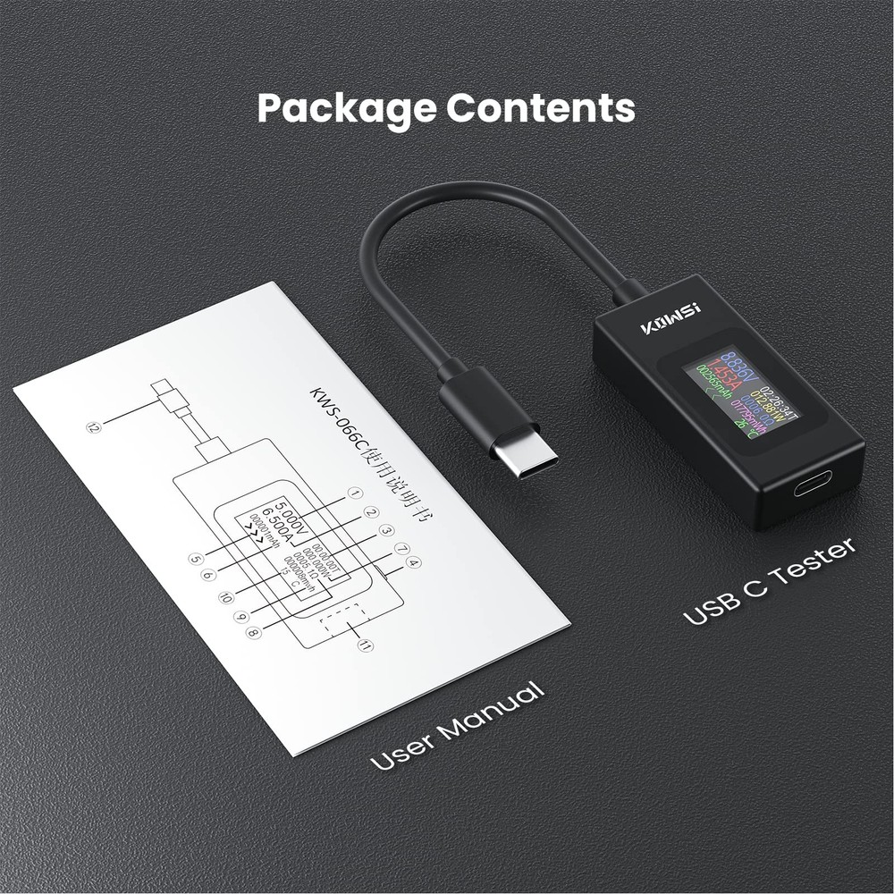 YOJOCK USB C Tester Power Meter 4-30V 0-6.5A Classic Version, Black/Silver