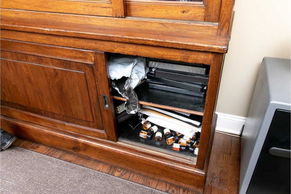 Impressive Antique Library Bookcase With Sliding Doors