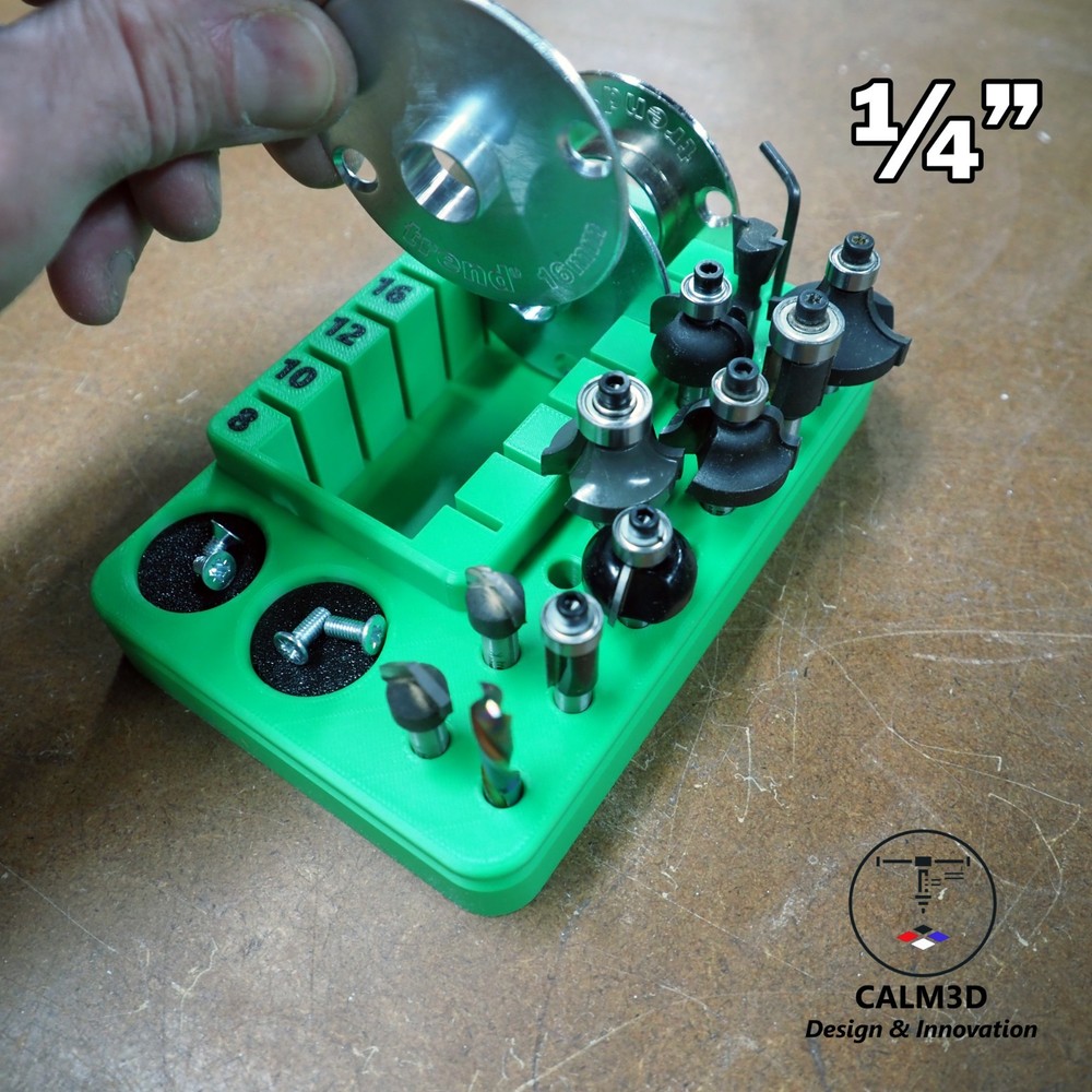 Router guide bush and cutter storage organiser - 1/2" & 1/4" Options