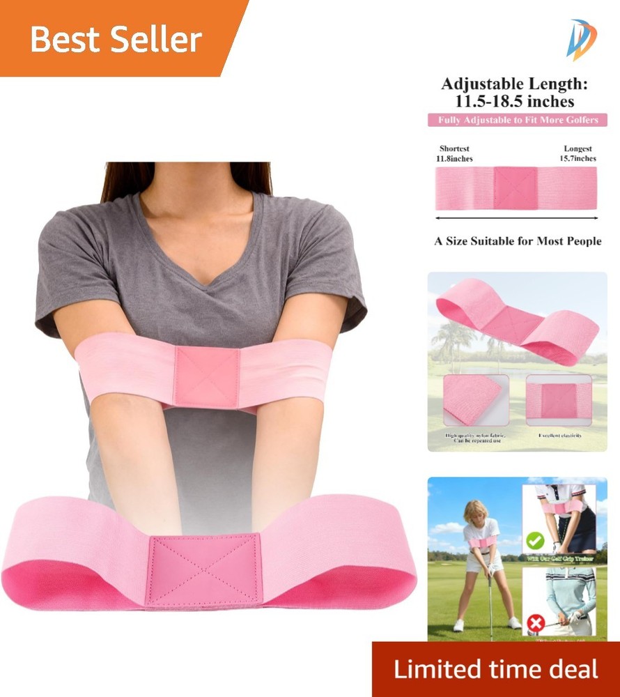 Pink Nylon Golf Swing Training Aid - Elastic Arm Band for Enhanced Technique