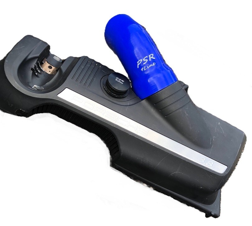 Porsche 997 Resonator Delete Air Box Modification with Blue Induction Pipe Plug