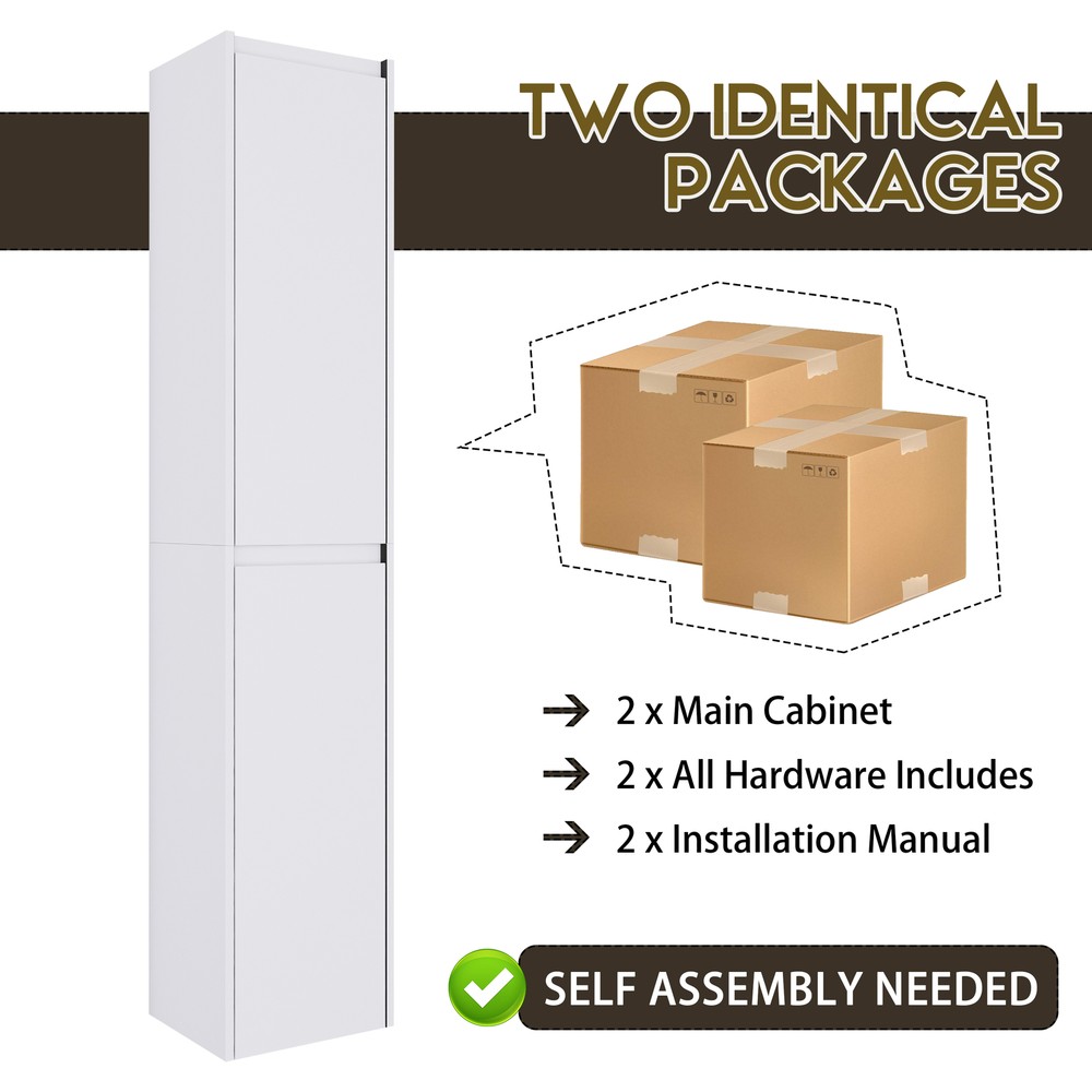 2 Set 12" Bathroom Cabinet Floating Wall Mounted Storage Cabinet Space Saving