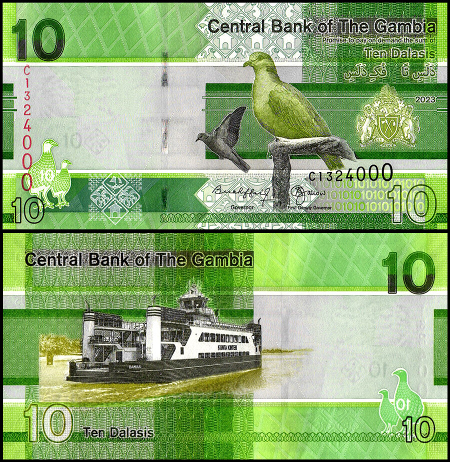 Gambia 10 Dalasis, 2023, P-38c, UNC
