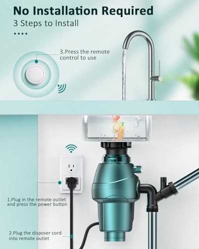 Garbage Disposal Wireless Switch Kit, Remote Control Outlet, No Drilling On