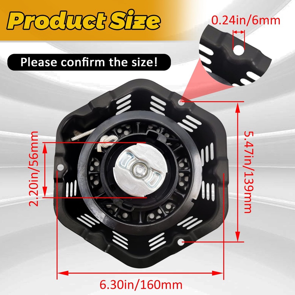 WOTIAN Pull Start Recoil Starter Assembly Champion 212cc/224cc (New), Black