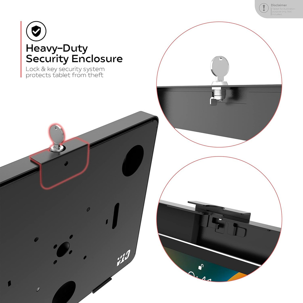 Anti-Theft Locking Wall Mount for iPad & Tablets - Black