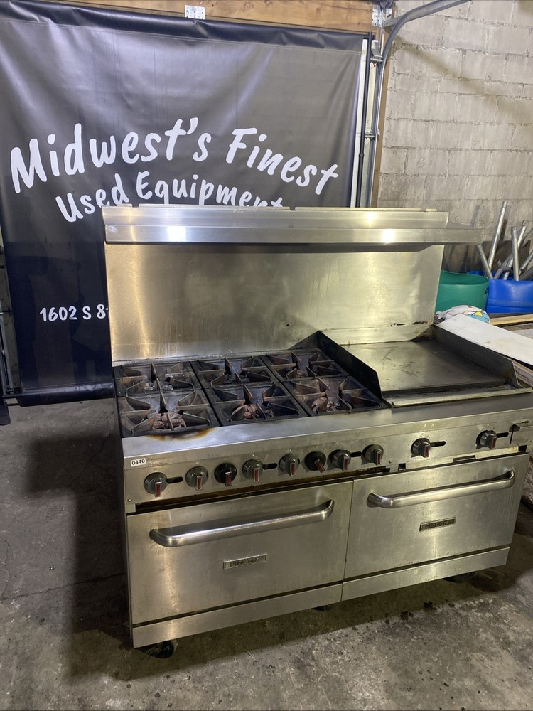 Pre-Owned Pro core 60” Double Oven Gas Range 6-Burners W/24” Griddle TESTED