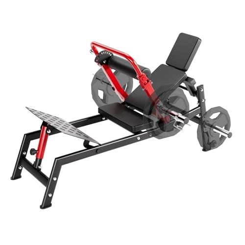 Hip Thrust Machine, 900 LBS Plate-Loaded Glute Bridge Machine with Red + Black