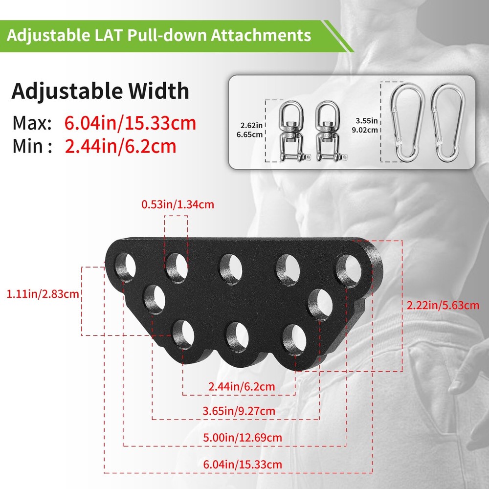 Multi-Grip LAT Pull Down Bar Hardened Powder-Coated Finish, 360° Rotating Sta...