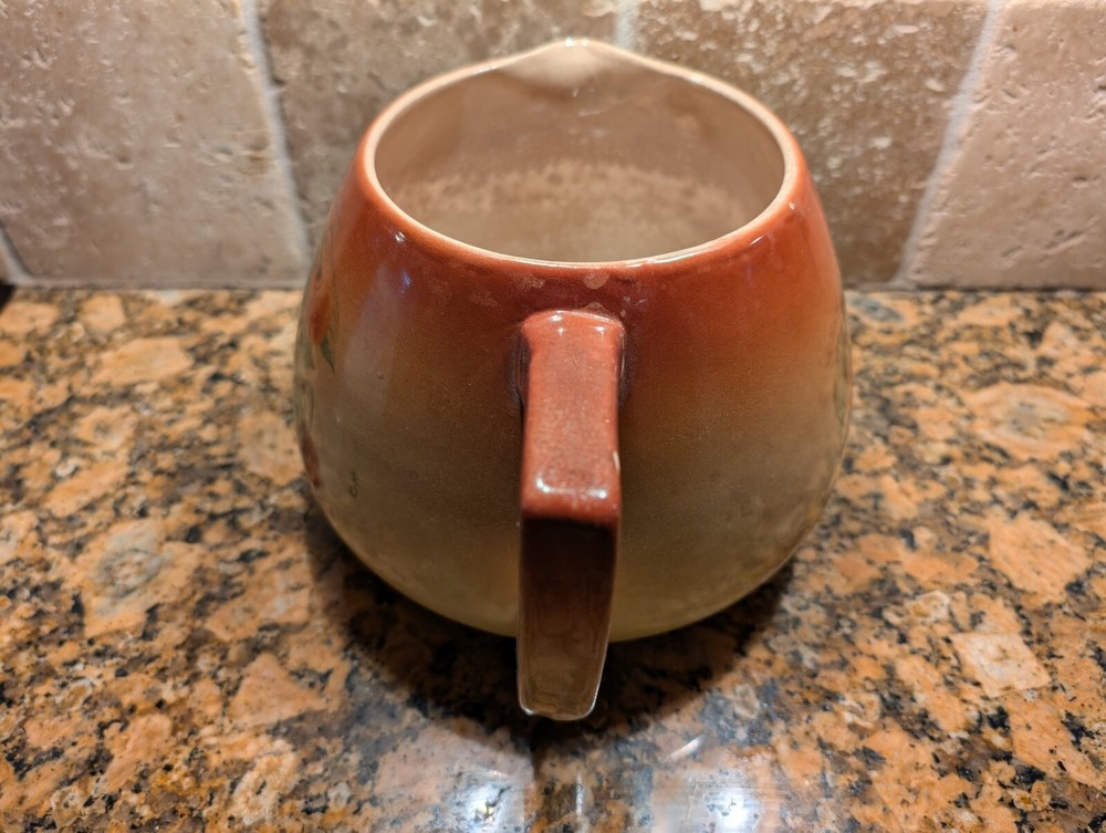 Antique CHERRY Design APPLE CIDER PITCHER unmarked 6 1/4" by 9"