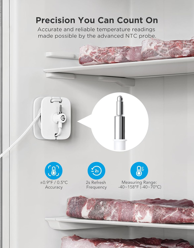 Goveelife Refrigerator Freezer Thermometer 1 Pack, Bluetooth Temperature Sensor