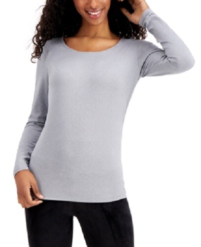 32 Degrees Women's Base Layer Scoop Neck Top Sleet Gray